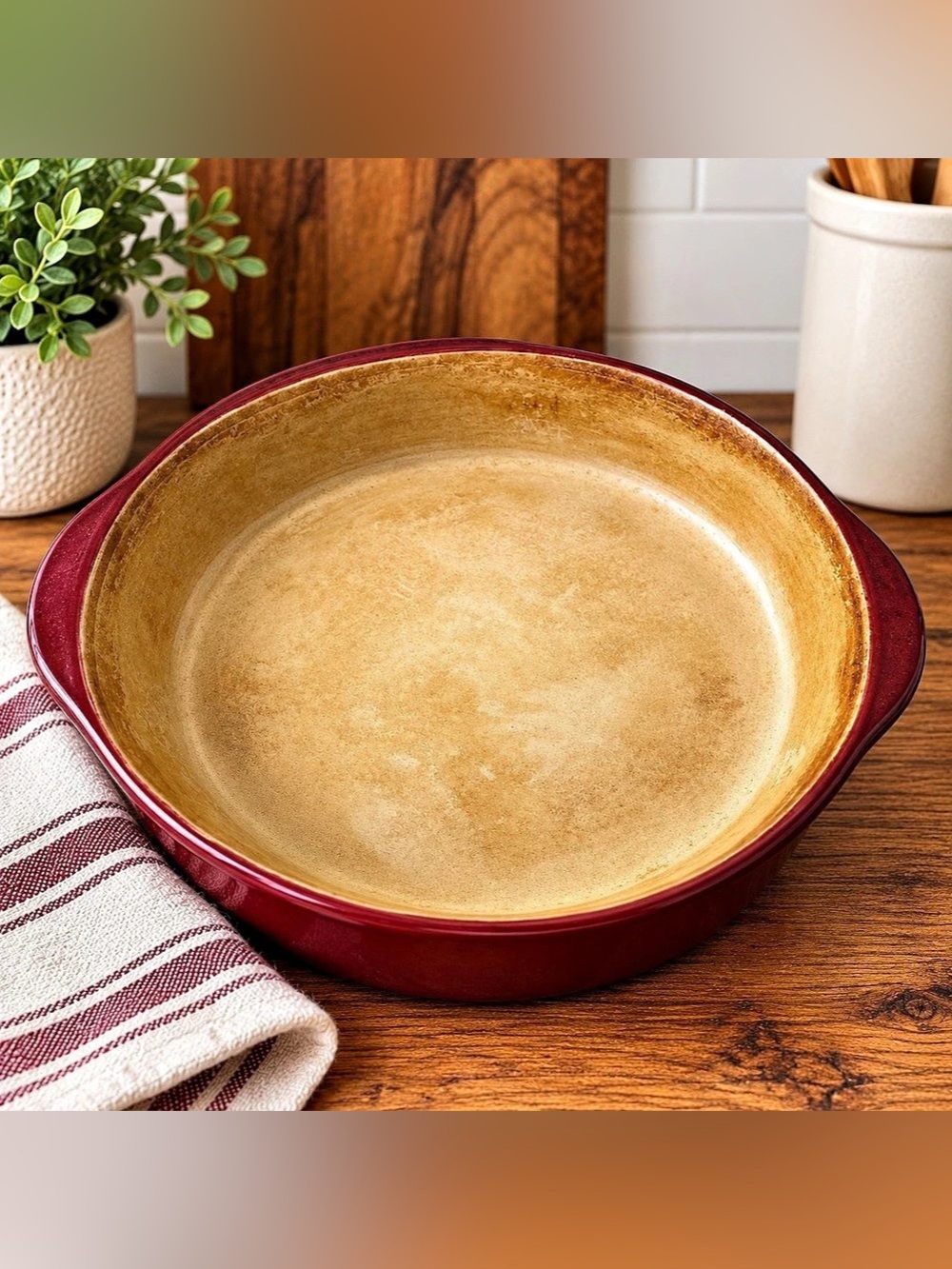 Retired✨| Pampered Chef  |#960 | Cranberry Stoneware | Pie Plate 10” 🥧